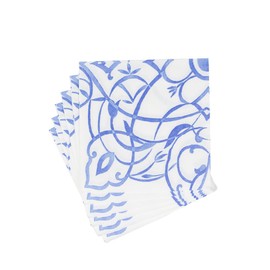 Caspari Algarve Ceramic Blue Paper Linen Luncheon Napkins - 2 packs of 15 Napkins