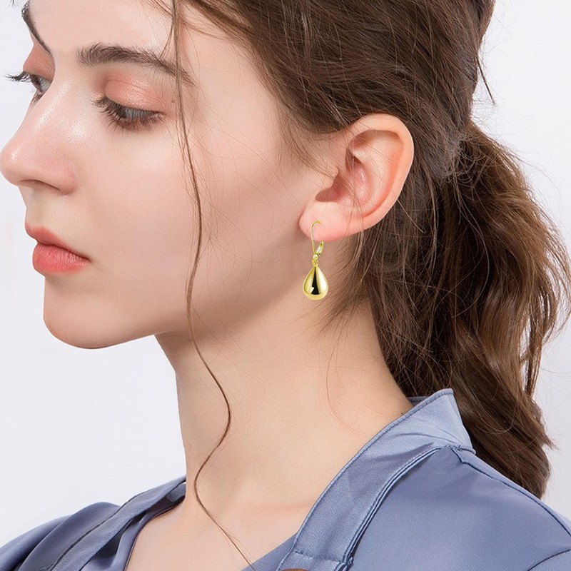 Peasimy Teardrop Leverback Earrings for Women Silver Waterdrop Teardrop Leverback