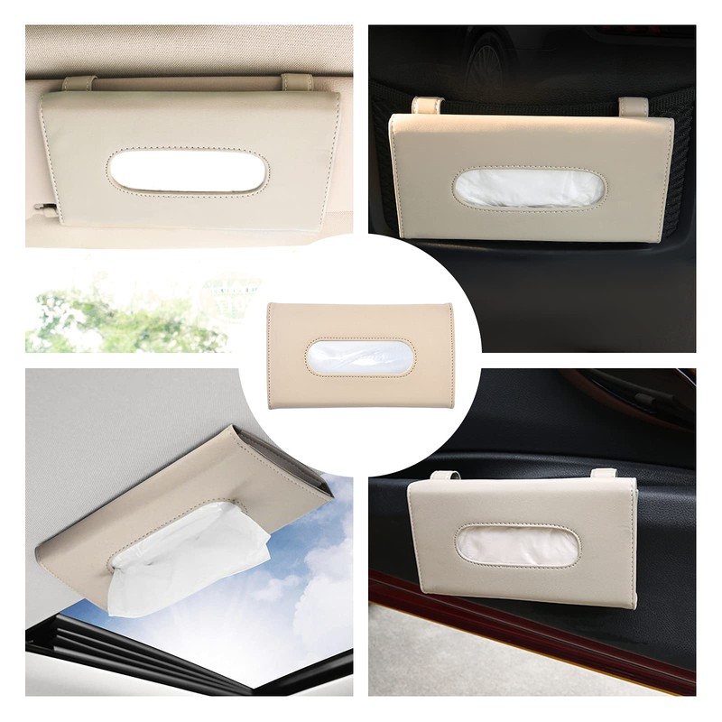hifrom Car Sunshade Tissue Box, Leather Car Tissue Holder, Car