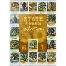 MyPuzzle State Trees Series: 50 State Trees Collage, Part 1 of 3 - Premium 1000 Piece Jigsaw Puzzle for Adults