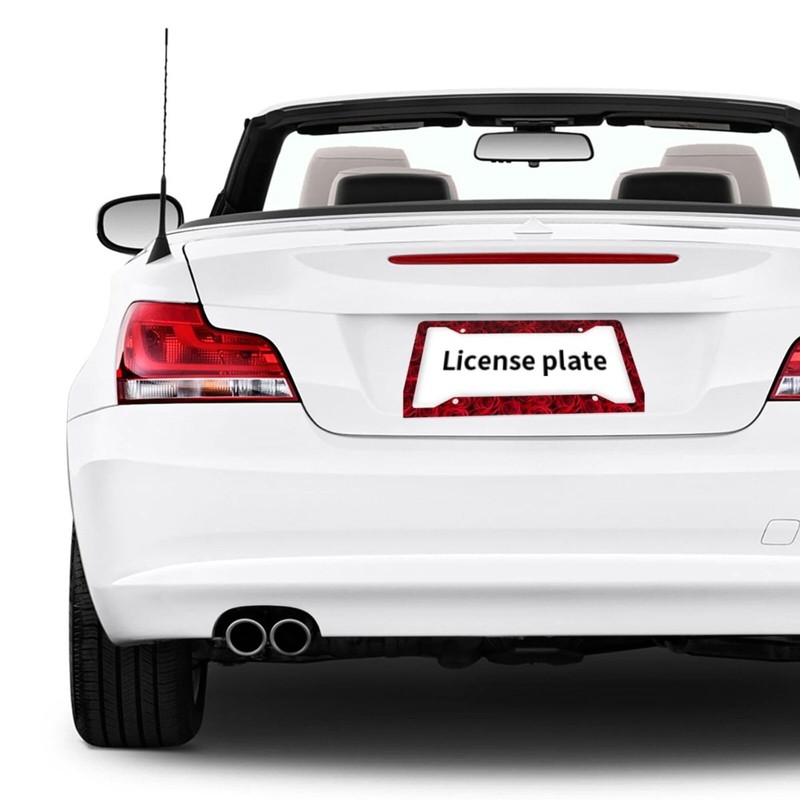 Rose License Plate Frame - 1 Pcs Funny Aluminum Car