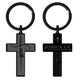 Bozidol Faith Cross Keychain for Men Boys, Be Strong and Courageous Joshua 1:9 Inspirational Bible Verse Keychains, Religious Christian Gifts for Graduation Birthday First Communion Confirmation