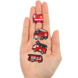 mortd 16Pcs Fire Truck Shoe Charms Decoration, Fire Engine Firefighter Charms for Shoes Bracelets, Firefighting Vehicle PVC Shoe Decor Accessories for Boy Birthday Party Supplies Gifts