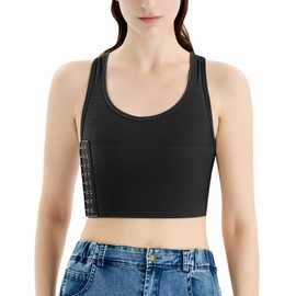 HappyJamJams Mesh Trans Bra FTM Chest Binder Trans Bra Binder Adjustable Affordable Breathable and Strong Compression Tomboy Tank Top