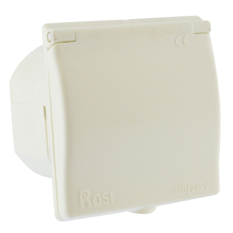 230v Mains 16A Flush Inlet Socket White for Caravan Motorhome
