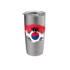Albanian and South Korean Mix Heritage Flag Stainless Steel Insulated Tumbler