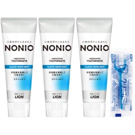 NONIO Toothpaste, Clear Herb Mint, Toothpaste, Fluorine, 4.6 oz (130 g) x 3 Packs + Floss Included
