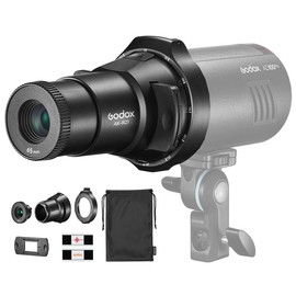 Godox AK-R21 Camera Flash Projector Set with 65mm Projection Lens + Mounting Adapter for Round Head Flash + Slide Box + 2pcs Slides + Storage Bag for Godox AD100/AD200/ Pro/ V1 Series Flashes