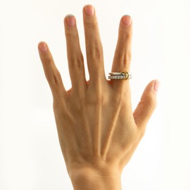 HOLINSE Chunky Stackable Cubic Zirconia Rings Set Non Tarnish, Silver Rings Set for Women, 18K White Gold Plated Multi-Link Connected Rings (Silver, 6)