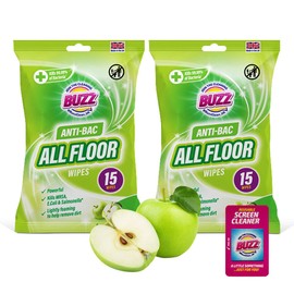 30pk Buzz All Floor Wipes Apple | Ultra Strong, Wood Floor Large Cleaning Wipes, Cleaning Wipes for Wood Floor, Dust Magnet Quick Drying & Suitable for All Floors - Laminate & Wooden Floor Wipes