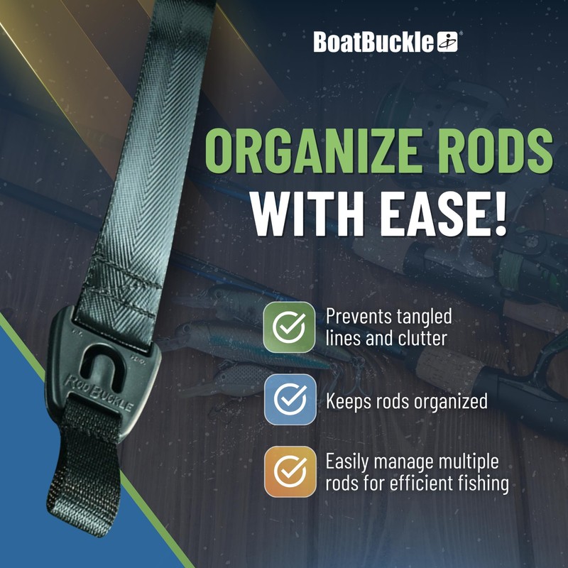 BoatBuckle F14200 Gunwale/Deck Mount Retractable Rod Tie-Down