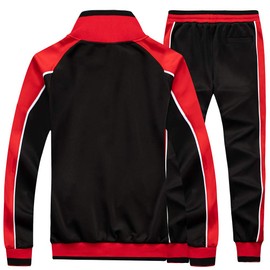 AOTORR Men's Athletic Running Tracksuit Set Casual Full Zip Jogging Sweat Suit Black XL