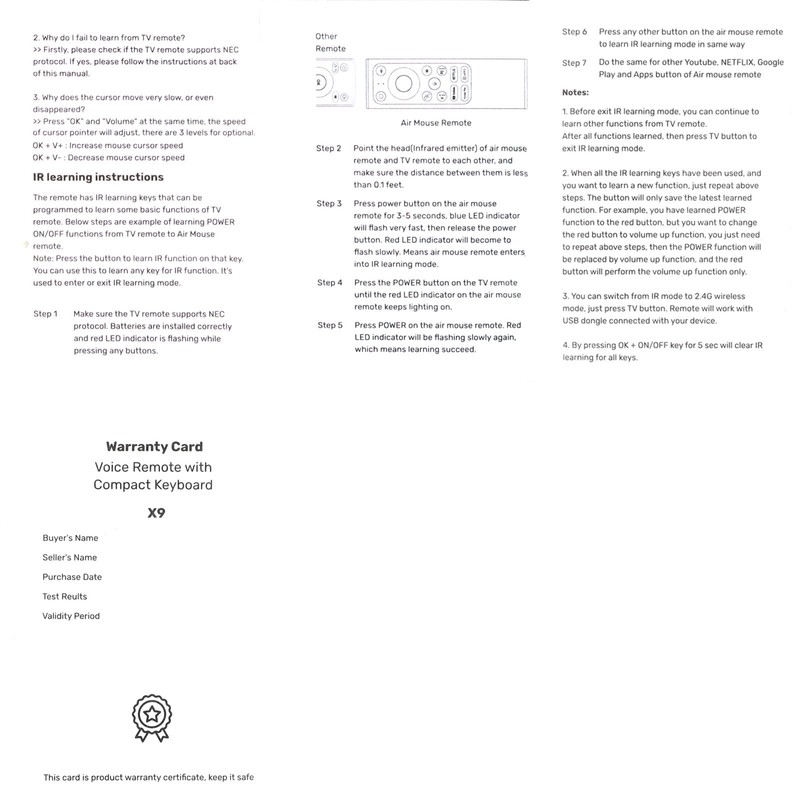 Voice Air Mouse Mini Keyboard Wireless Remote, 2.4G Multifunctional Fly