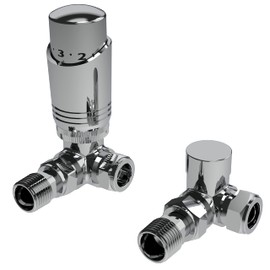 Chrome Thermostatic Radiator Valve Angled Corner Straight TRV Radiator Thermostat Valves (Corner)
