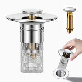 1 Pack - Sink Drain Strainer Stopper with Stainless Steel Basket for Bathroom Sink Stopper Replacement