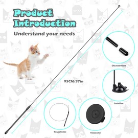 Greoil Interactive Cat Toys for Bored Indoor Adult Cats, 3 in 1 Cat Toys for Bored Cats,7 Pack Cat Teaser Cat Toys, Cats Toy Feather, Super Suction Cup Detachable with Balls and Birds