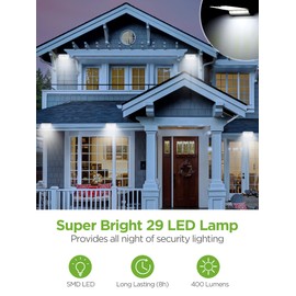 InnoGear Solar Gutter Lights Outdoor Waterproof, 29 LED Motion Sensor Lighting with 4 Modes, Mounting Pole for Security Wall Fence Yard Barn Porch Garage, Pack of 2