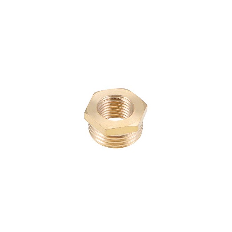 sourcing map Brass Threaded Pipe Fitting G1/2 Male X G1/4