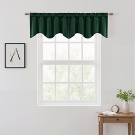 RYB HOME Scalloped Velvet Valances for Windows Decorative, Room Darkening
