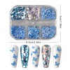 6 Grids Blue Butterfly Nail Art Glitter Sequins 3D Holographic