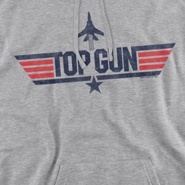Popfunk Top Gun Logo Grey Unisex Adult Pull-Over Hoodie (X-Large, Logo Grey)