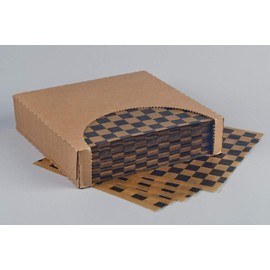 12x12 Waxed Natural Kraft Sheet, Black Checkered, Basket Liner or Sandwich Wrap, 1000 Sheets Per Box, Brown Paper Goods 7B4NK-BK