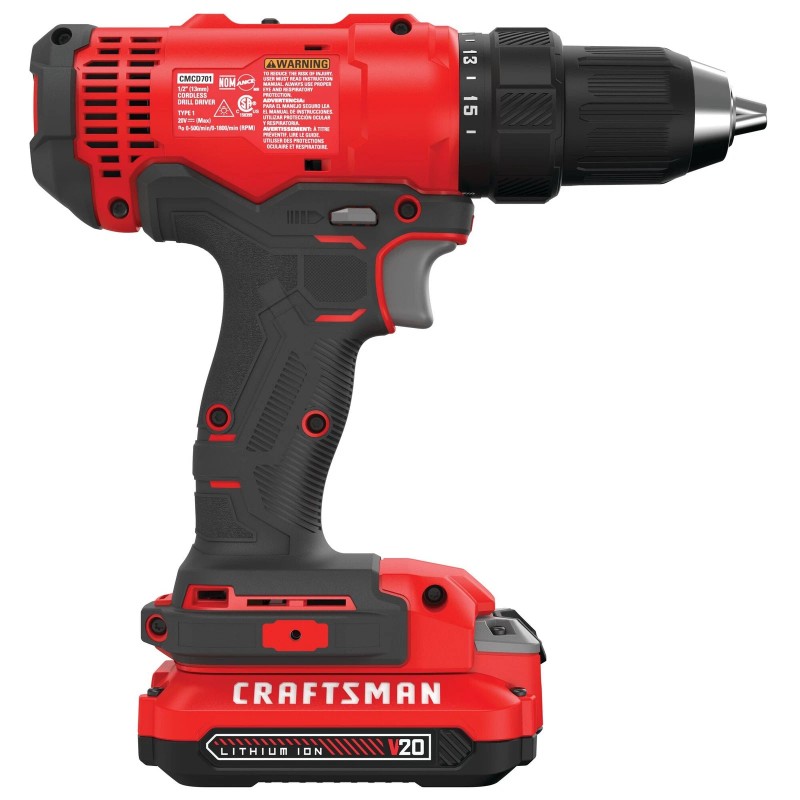 CRAFTSMAN V20* 1/2-In. Cordless Drill/Driver Kit (2 Batteries) - CMCD701C2