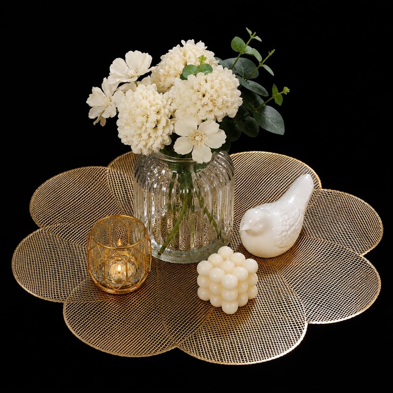 FAVE Luxury Gold Round Table Mats Set of 6 15