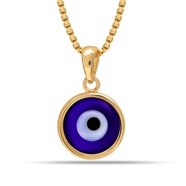 LeCalla 925 Sterling Silver 14K Gold Plated Evil Eye Necklace Jewelry Eye Protection Charm Pendant Box Chain Necklace for Women Teen with Lobster Claw Clasp 18 Inches