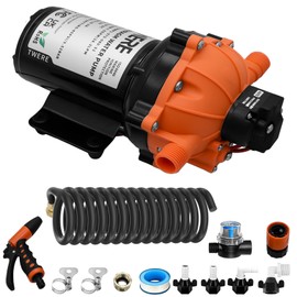 7.5 GPM 80 PSI Washdown Deck Wash Pump Kit, 12V Washdown Pump Kit with Strainer and Pressure Switch for RV,Boat,Sprayer,Travel Trailers,and Yacht