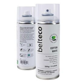 BELTECO Cotton White Spray Paint Matte | Water-Based & Odorless | Eco-Friendly & Vegan | Weather & UV-Resistant | Fast-Drying & High-Coverage | For Indoor/Outdoor Use | Spray Paint White