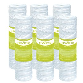 MewMore 20 Micron Whole House Water Filter Cartridge, String Wound Sediment Filters for Well Water, Universal Replacement for Any 10 inch RO Unit - 10" x 2.5" Cartridges - Pack of 6