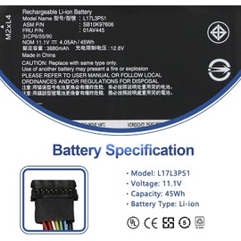 ANTIEE 01AV445 L17L3P51 Battery Compatible with Lenovo ThinkPad E480 E490 E485 E495 E580 E585 E590 E595 E14 E15 Series SB10K97606 SB10K97608 01AV447 01AV448 L17C3P51 L17M3P52 SB10K97609 11.1V 45Wh