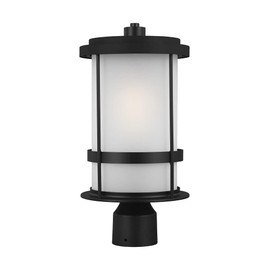 Generation Lighting 1-Light Wilburn Outdoor Post Lantern Black 8290901-12, Outdoor Lantern Lamp for Patio Decor or Garden Decor, Light Fixture for Outdoor Decor Uses Standard A19 or LED Light Bulb