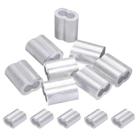 PATIKIL 5/16"/ 8mm Aluminum Crimping Loop Sleeves, 8Pcs Cable Crimp Ferrules Wire Rope Sleeves Loops for Rigging Railing, Silver Tone