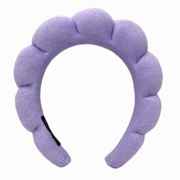 LALAXAVA Spa Headband Hair Band for Women - Puffy Sponge Headbands for Washing Face Hair Headband for Skincare, Makeup Removal, Shower - Soft Absorbent Terry Towel Cloth Fabric-Purple