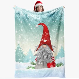 Christmas Gnomes Throw Blanket, Xmas Gifts 320GSM Blanket, Fluffy Cozy Soft Warm Plush Lightweight Decorative Blanket Quilt for Bed Chair Couch Sofa (Christmas Elves 2, 50"x40")