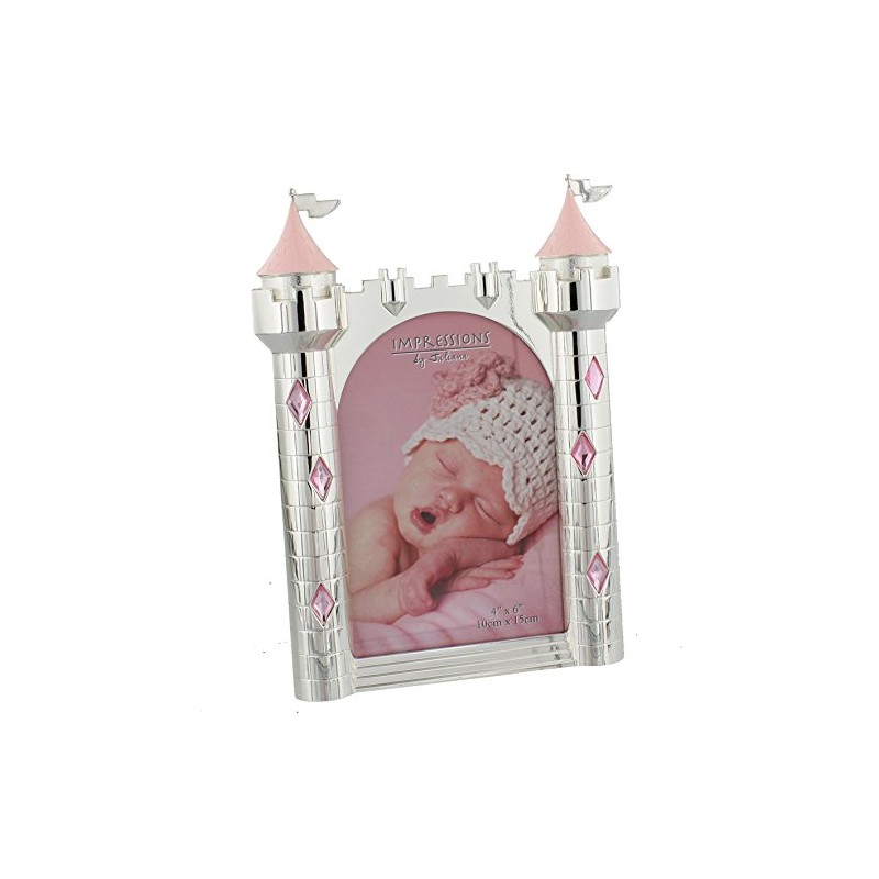 Baby Girl Silver Plated Princess Castle Photo Frame 8.5" x