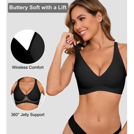 ULTREAGLE Wireless Bras for Women Bralettes - Womens Seamless Low Cut Deep V Bra No Underwire Padded Tshirt Bras