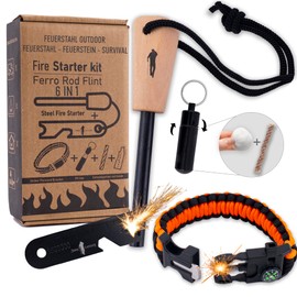 John Lossag - Fire Steel Outdoor Set - Flint, Kienspan, Survival Equipment for Camping