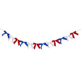 SHIPAI Patriotic 4th of July Bow Banners for Independence Day - Red White & Blue Decorations for Home, Yard, Party, Mall - USA Flag Celebration Banners Outdoor