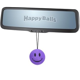 HappyBalls Happy Purple Smiley Face Car Decor Rear-View Mirror Hanging Dangler Ornament Auto Accessory