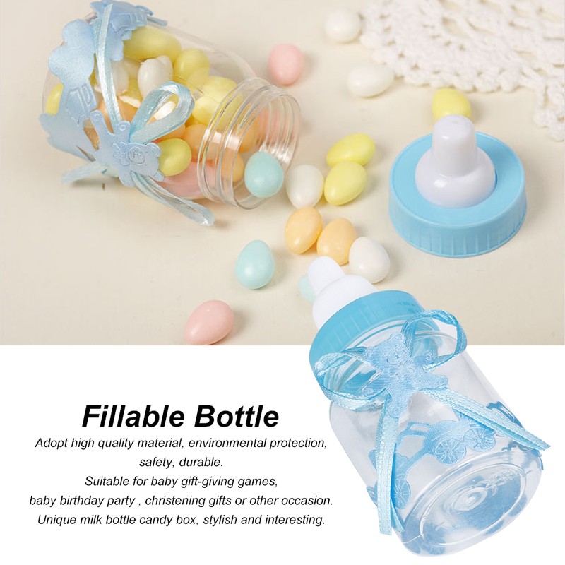 24pcs Lovely Plastic Milk Bottle Candy Box Fillable Bottle Baby