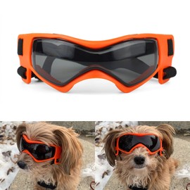 PETLESO Dog Glasses for Small Breeds UV Protection Windproof Eye Protection Pet Sunglasses with Adjustable Straps for Driving Outdoor Activities Orange