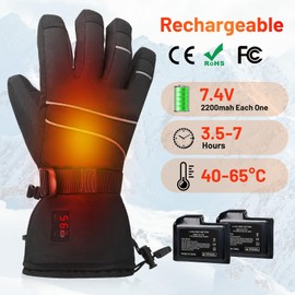 Heated Gloves for Men Women, Rechargeable Battery Gloves Waterproof with Temperature Display,Touchscreen Electric Heating Gloves (Thickened, X-Large)
