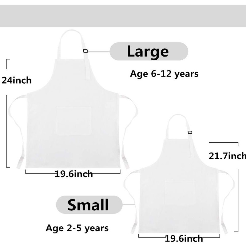 CRJHNS Kids Apron and Chef Hat Set, Adjustable Cotton Child