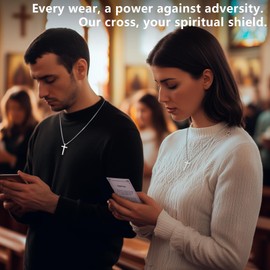 Cross Necklace for Men Silver Chain: Mens Necklace Stainless Steel Cross Pendant Mens Cross Necklaces Chain - Silver Chains for Men Necklaces for Women Religious Christian Jewelry Gifts 16-26 Inch