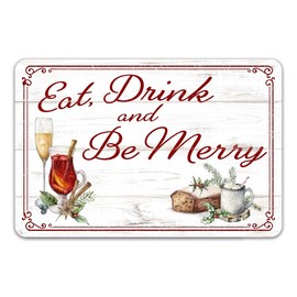 Eat Drink & Be Merry Sign Farmhouse Christmas Décor Decorations Wall Art Winter Décor Home 8x12 208120097014