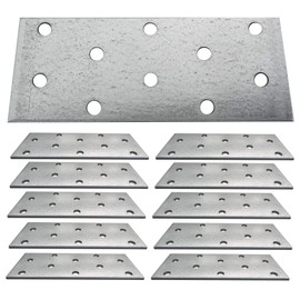 Flat Connecting Joining Plates Galvanised Zinc Z275g/m2 20μm Brace Bracket Perforated Metal Steel Sheet Timber Wood Fixing Heavy Duty 4" x 1.5" (100 x 40 x 2mm) Pack of 10pcs