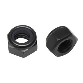 50Pcs M6 x 1.0mm Hex Lock Nuts Carbon Steel Nylon Insert Self-Locking Nuts for Fasteners, Black